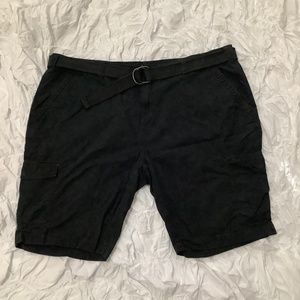 Black Cargo Shorts with Belt